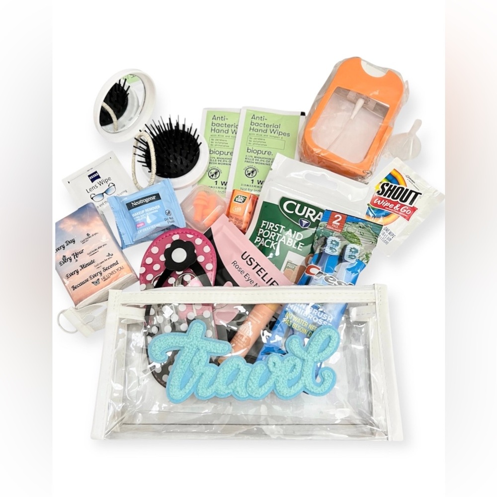 NEW Clear Travel Toiletry Bag with Essentials - No liquids | Custom